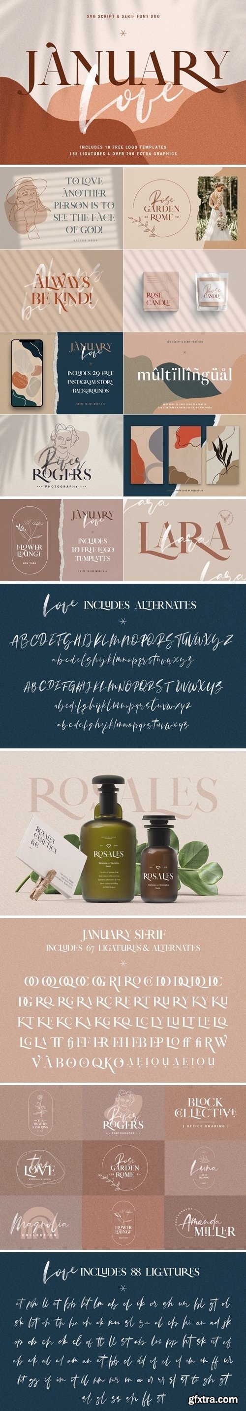 Fontbundles - January Love Font Duo With 10 Logos & and more Extra 430586