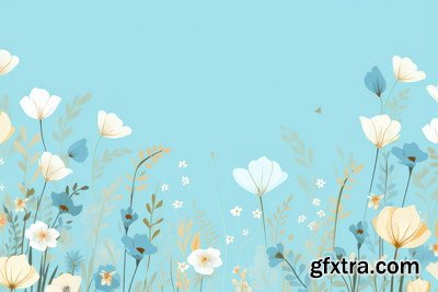 Spring Floral Background Illustrations 45xJPG
