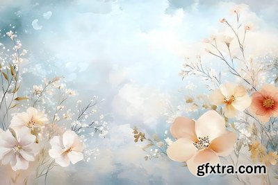 Spring Floral Background Illustrations 45xJPG