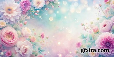 Spring Floral Background Illustrations 45xJPG