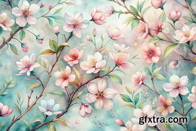 Spring Floral Background Illustrations 45xJPG