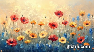 Spring Floral Background Illustrations 45xJPG