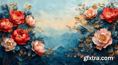 Spring Floral Background Illustrations 45xJPG