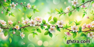 Spring Floral Background Illustrations 45xJPG