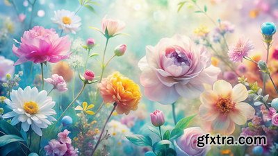 Spring Floral Background Illustrations 45xJPG