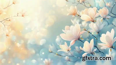 Spring Floral Background Illustrations 45xJPG