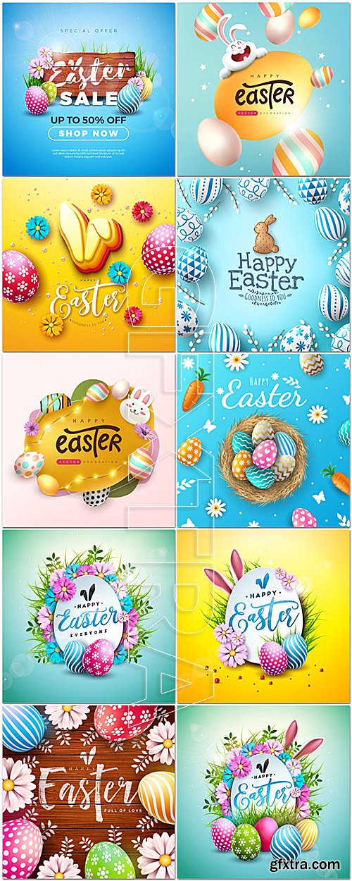 20 Happy Easter Vector Illustrations