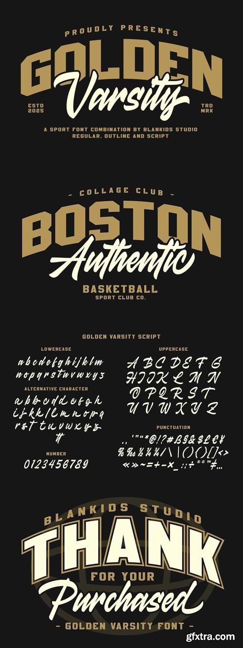 Golden Varsity a Sport Font Combination