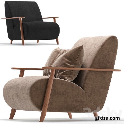 3dsky Pro - Armchair Marthan Beige Velvet By Barcelona Design 8 Colors Version