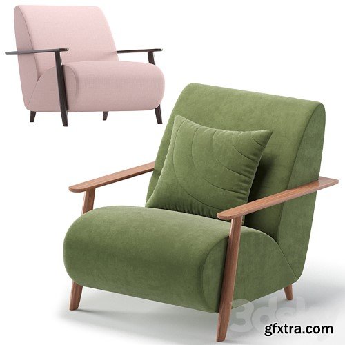 3dsky Pro - Armchair Marthan Beige Velvet By Barcelona Design 8 Colors Version