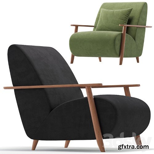 3dsky Pro - Armchair Marthan Beige Velvet By Barcelona Design 8 Colors Version