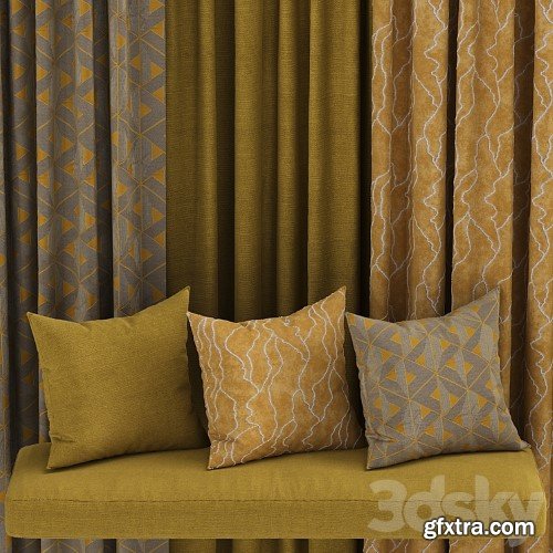 3dsky Pro - set of fabric materials in yellow tones