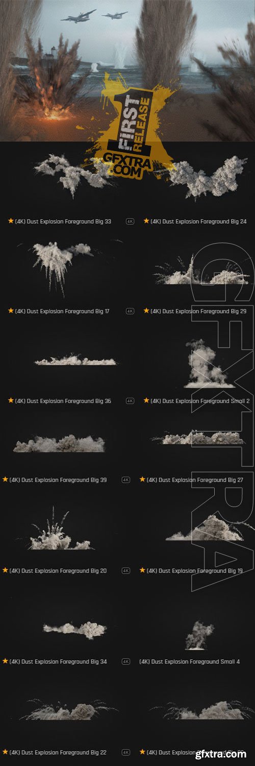 ProductionCrate - Dust and Debris Explosions - 64 4K VFX Items