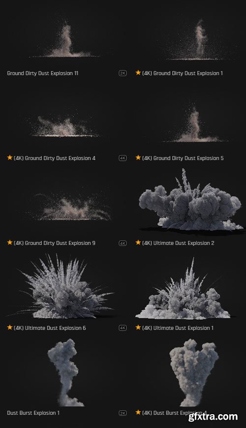 ProductionCrate - Dust and Debris Explosions - 64 4K VFX Items