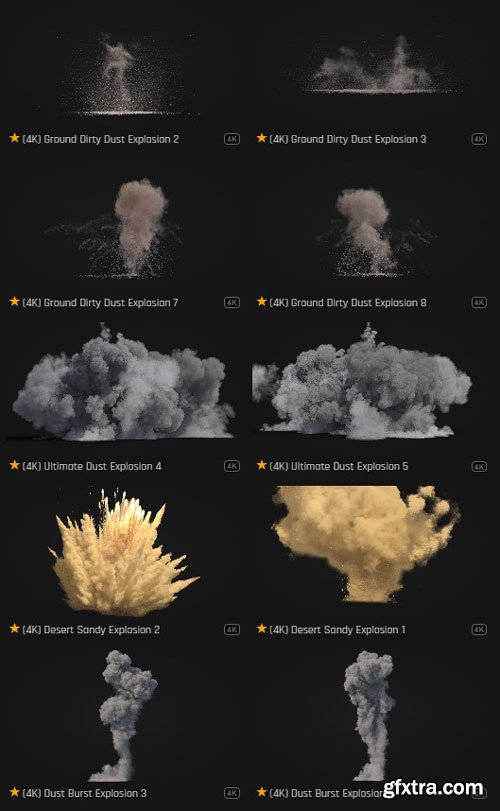 ProductionCrate - Dust and Debris Explosions - 64 4K VFX Items