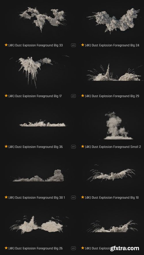 ProductionCrate - Dust and Debris Explosions - 64 4K VFX Items