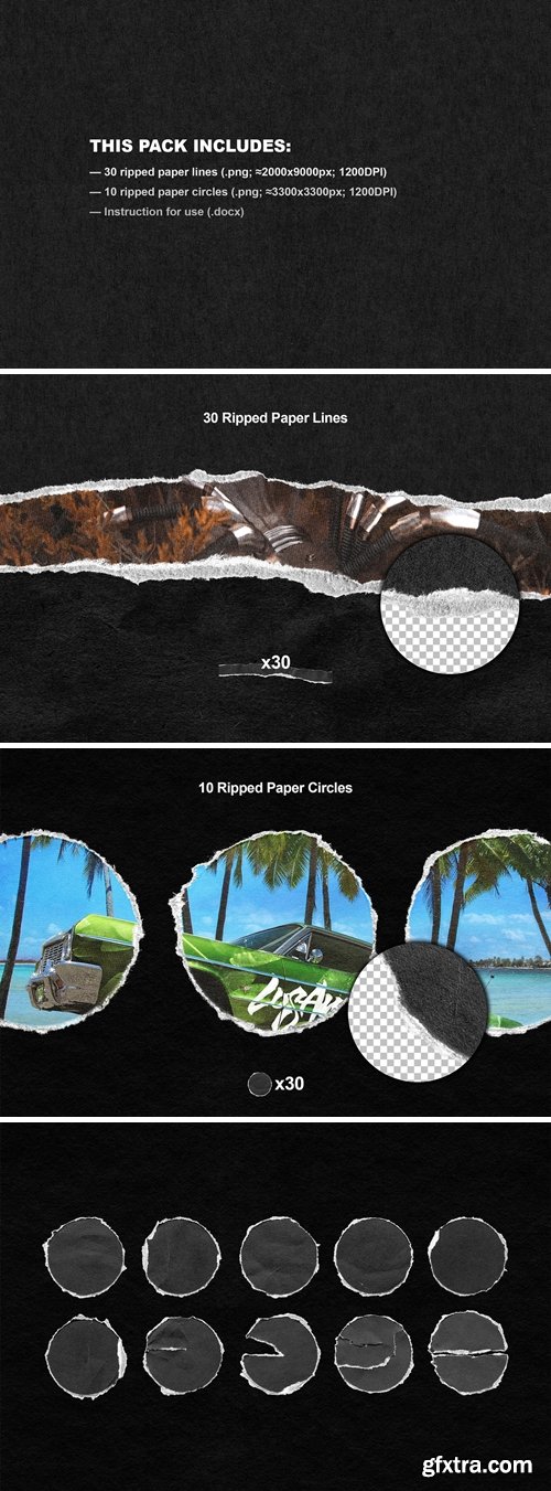 CM - Ripped Paper Lines & Circles Texture Pack