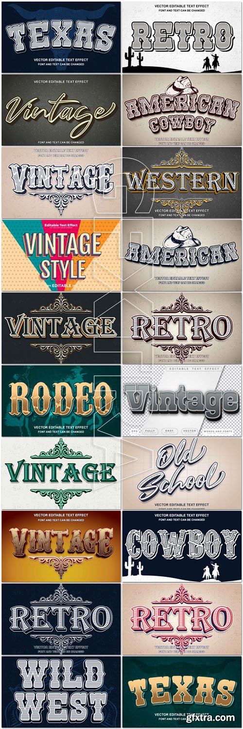 Retro vintage design style typography editable text effect template in vector