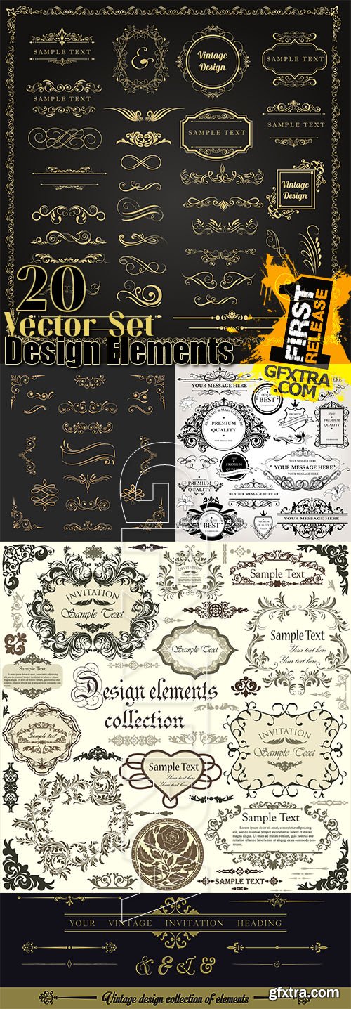 20 Vintage Design Elements in Vector