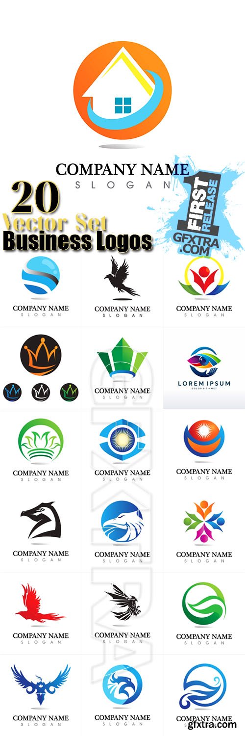 Stylish business logos, 20 design illustrations