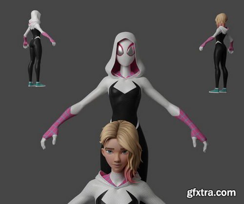 Artstation - Spider Gwen Stacy Spiderman Spiderverse Lowpoly RIgged