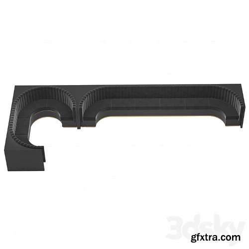 3dsky Pro - Restaurant Bar Set 01 Part5 Long Sofa with Corner sofa & 2 colors Corona & Vray