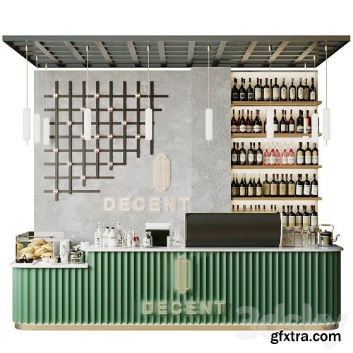 3dsky Pro - Design project of a coffee shop with a mini bar and wine. coffee point