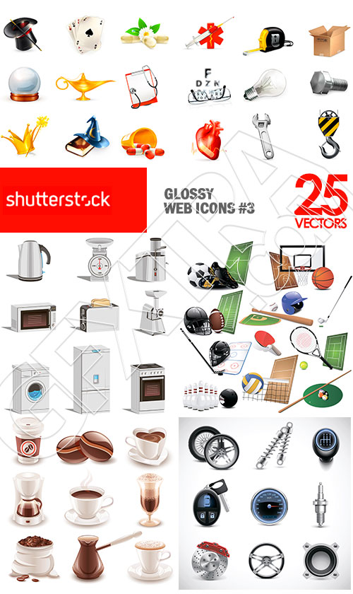 Glossy Web Icons #3, 25xEPS