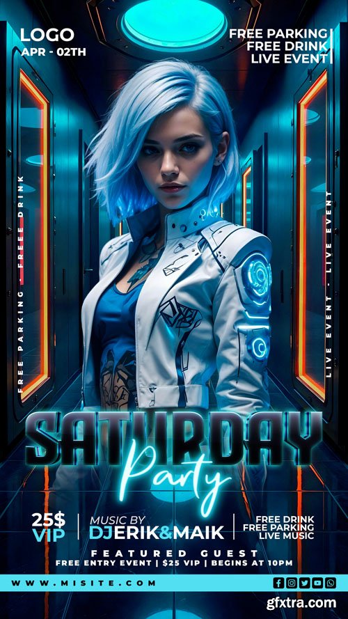 Flyer party psd design template, night club, dj party