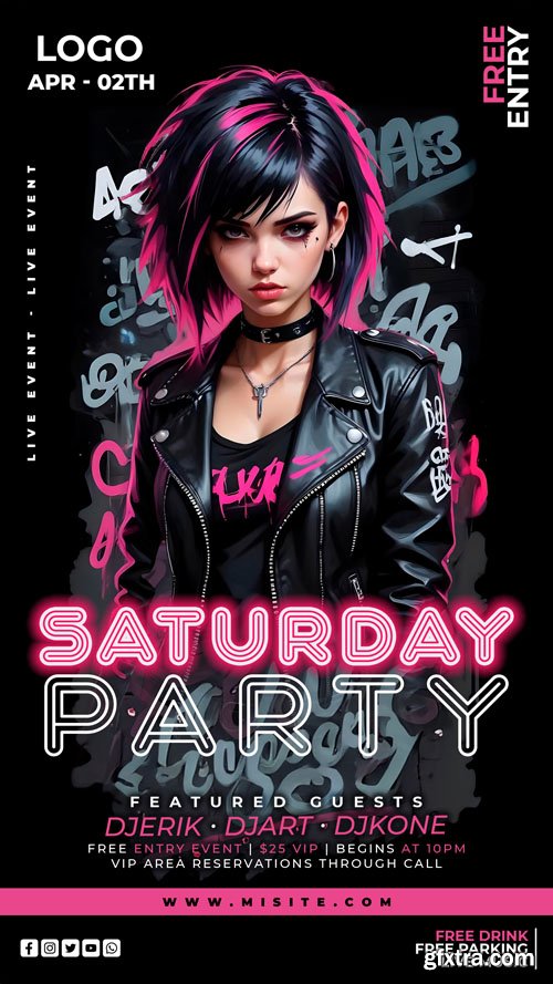 Flyer party psd design template, night club, dj party