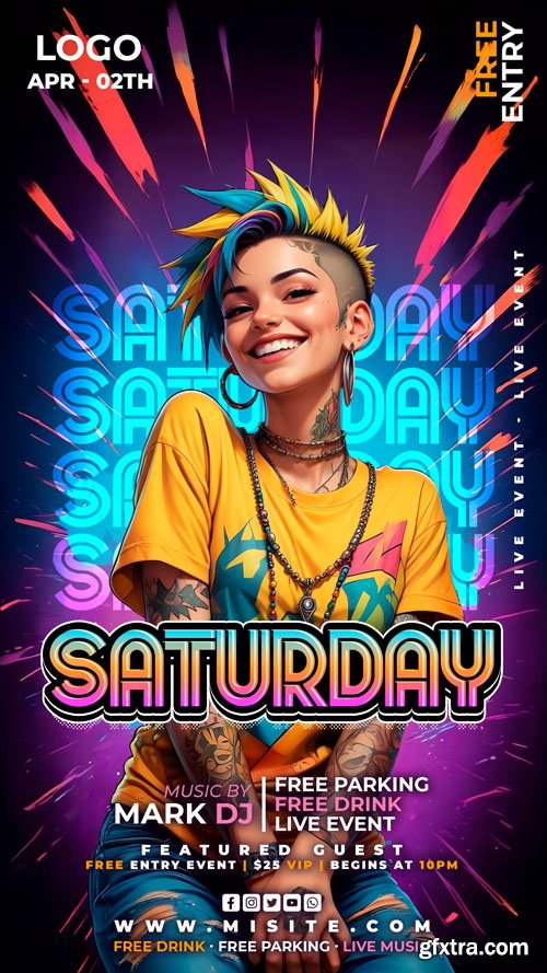 Flyer party psd design template, night club, dj party