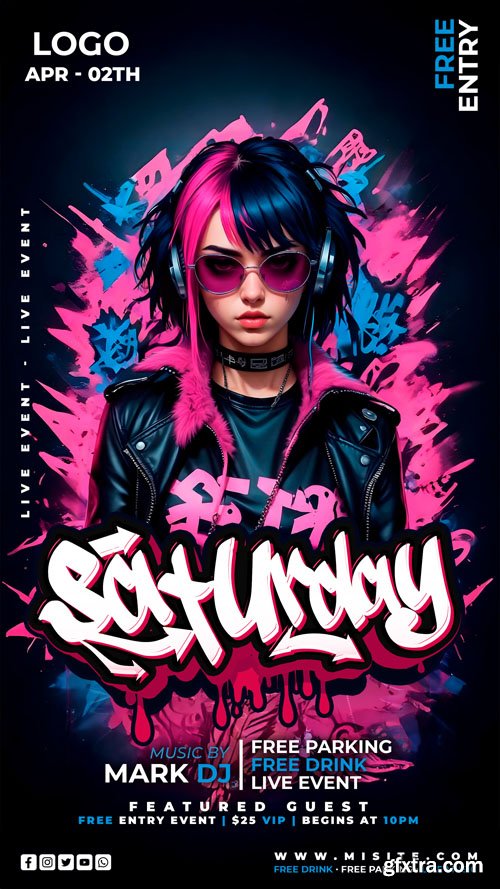 Flyer party psd design template, night club, dj party