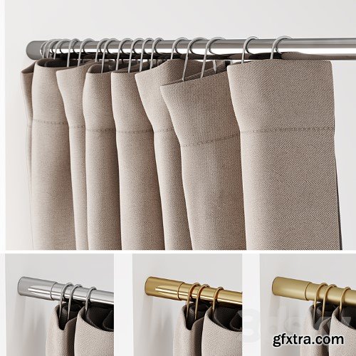 3dsky Pro - Double bath curtain on Sunerzha cornice