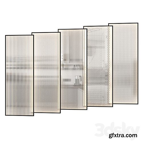 3dsky Pro - Partitions made of ribbed glass with lighting.