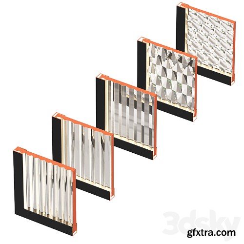 3dsky Pro - Partitions made of ribbed glass with lighting.