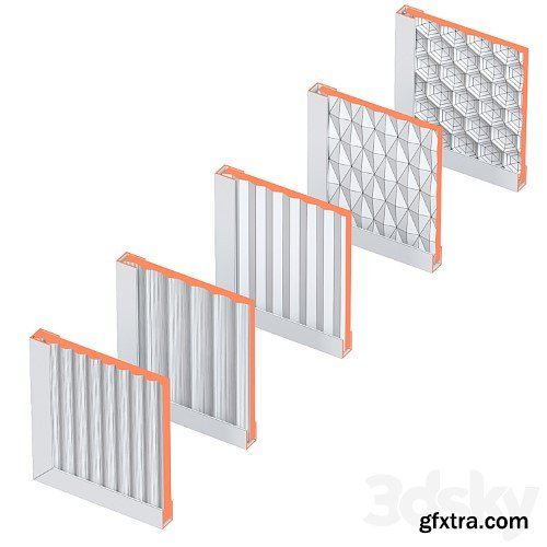3dsky Pro - Partitions made of ribbed glass with lighting.