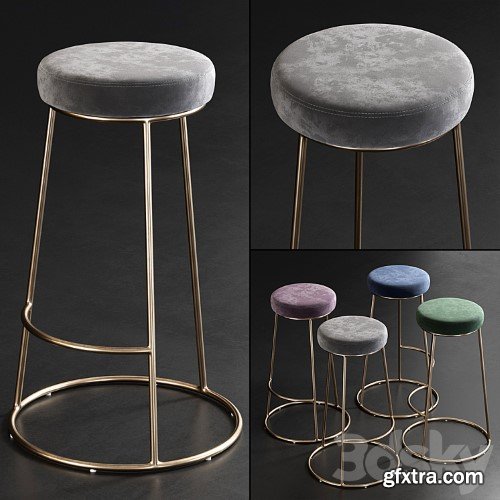 3dsky Pro - Rockett St George / Atlantis Velvet Bar Stool
