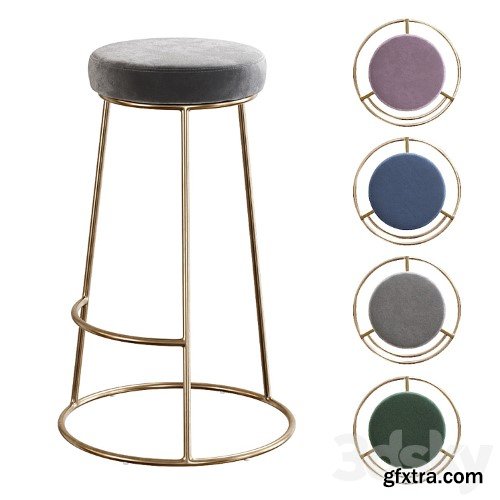 3dsky Pro - Rockett St George / Atlantis Velvet Bar Stool