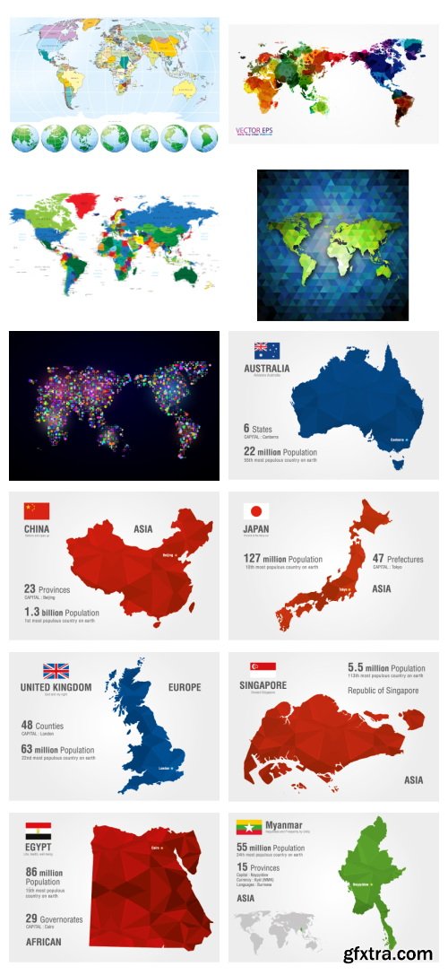 World Map Vectors 50xEPS
