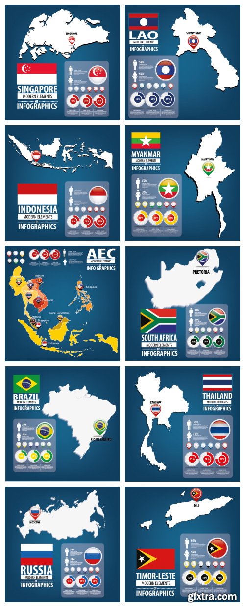 World Map Vectors 50xEPS