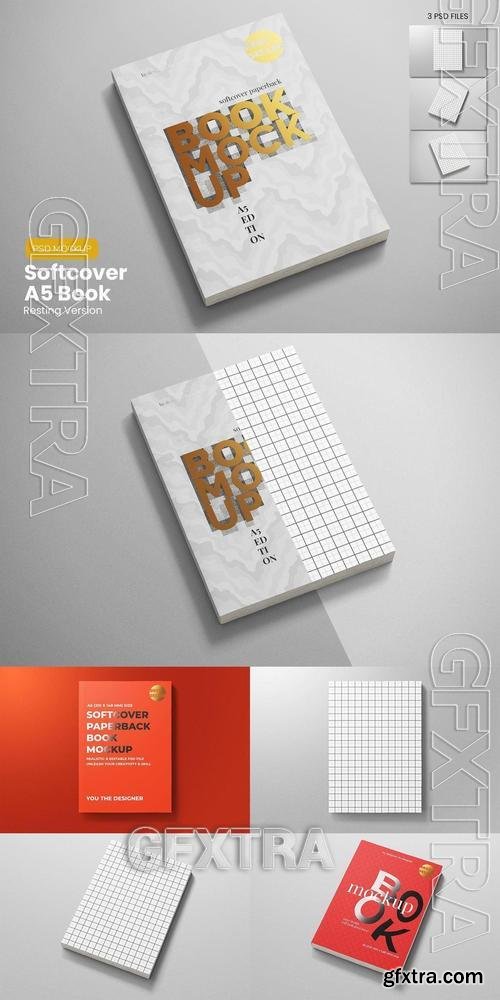 Softcover A5 Book Mockup - Resting View NEPV5Q6