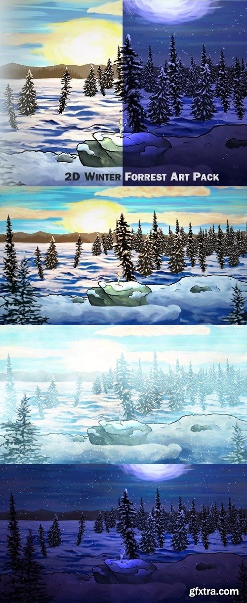 2D Winter Forest 4K Art Pack. Hand Drawn, Pastel Style! v1.0 2D Winter Forest 4K Art Pack. Hand Drawn, Pastel Style! v1.0