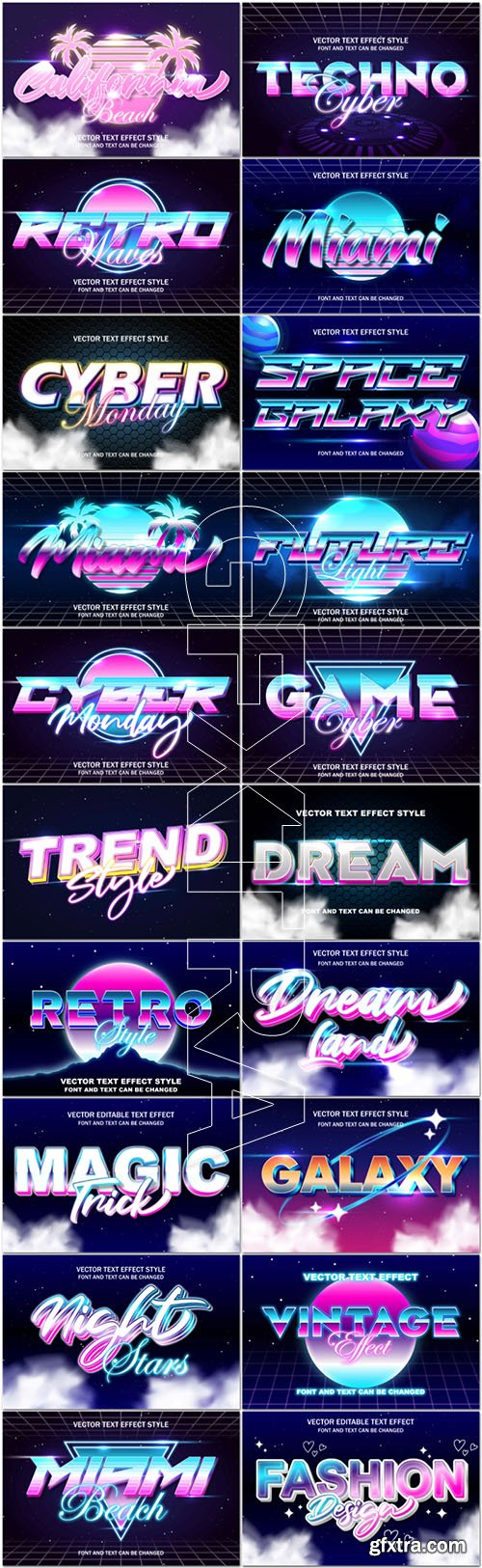 20 typograph editable text effect font style template background design