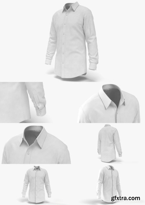 Turbosquid -  3D Realistic Worn Regular Shirt Long Sleeve Male Body Shape Model