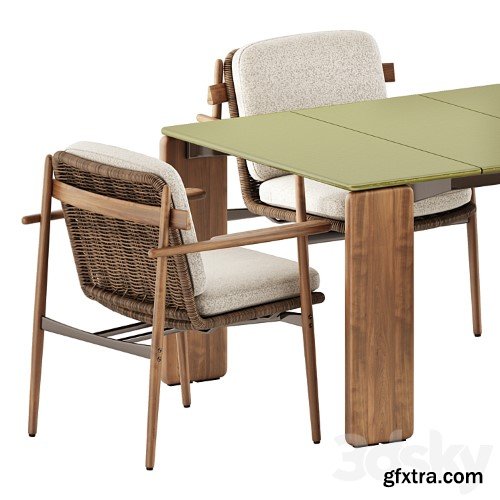3dsky Pro - Trio Outdoor Dining chair and Drake Outdoor table by Minotti