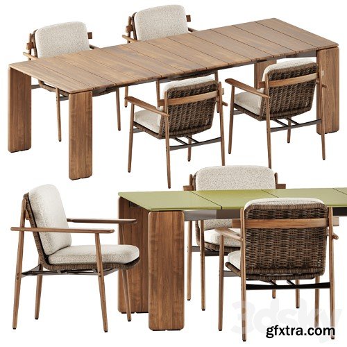 3dsky Pro - Trio Outdoor Dining chair and Drake Outdoor table by Minotti