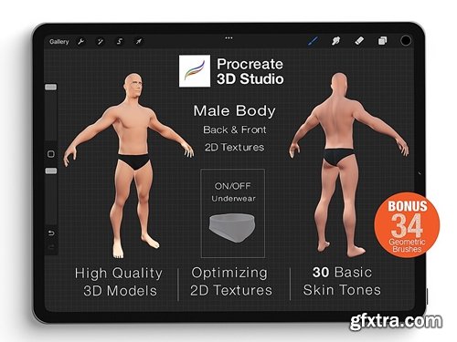 Cubebrush - Procreate 3d Model - Full Body Male