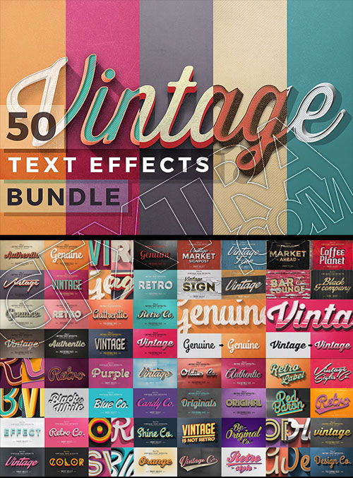 50 Vintage Text Effects Bundle 200892