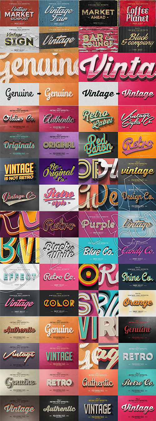 50 Vintage Text Effects Bundle 200892
