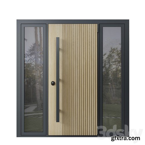 3dsky Pro - Entrance door with transoms to cottage 03